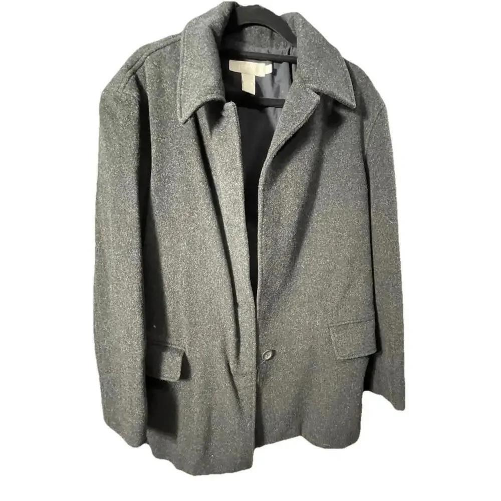 J.Crew Men’s Wool Blend Peacoat Jacket Gray Classic Coat Sz Med *READ